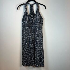 PrAna Cali Athletic Dress Gray Geometric Print Racerback Empire Waist  Sz Medium